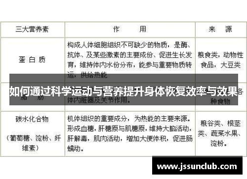 如何通过科学运动与营养提升身体恢复效率与效果